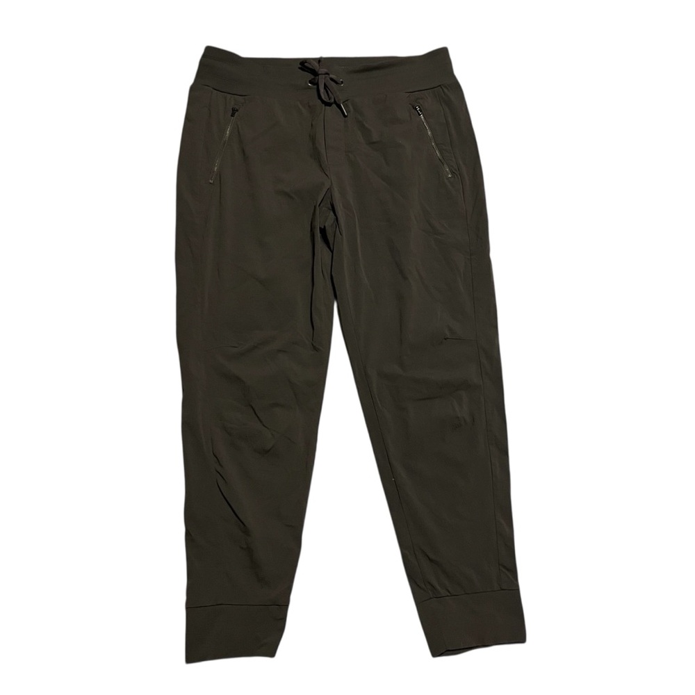 Athleta Trekkie Jogger Pants‎ Nylon Women's Size 12 Stretch Casual Brown Tapered